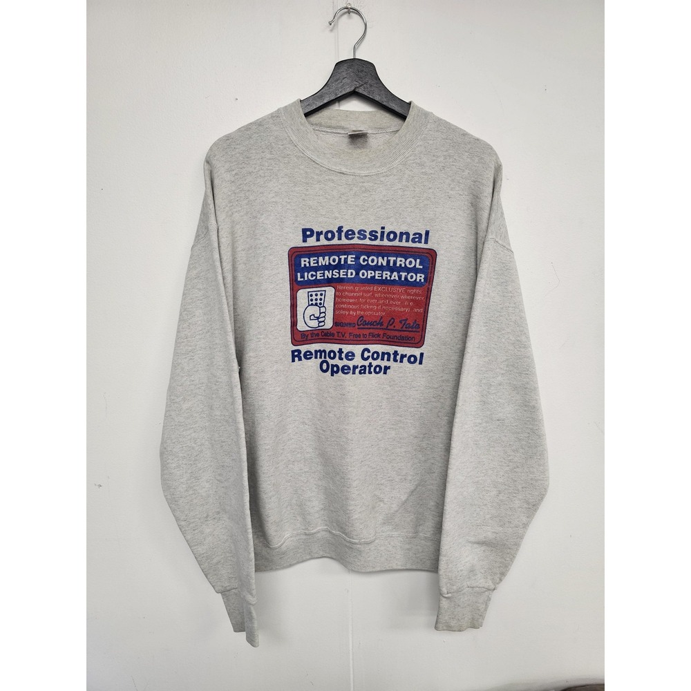 Fruit‎ Of The Loom Sweatshirt Mens XL Gray Remote Control Funny Graphic Fleece